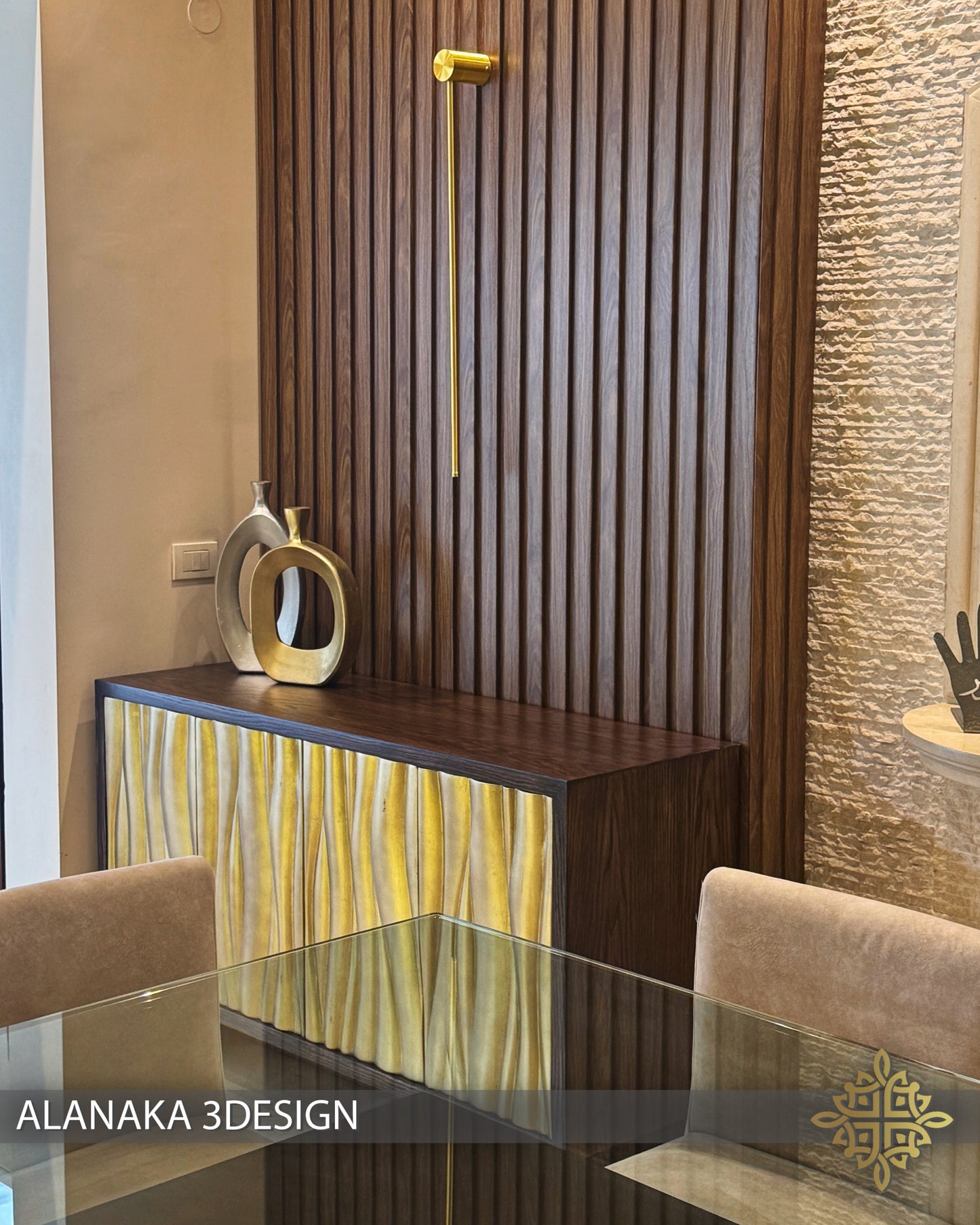 Gold leaf waved side board