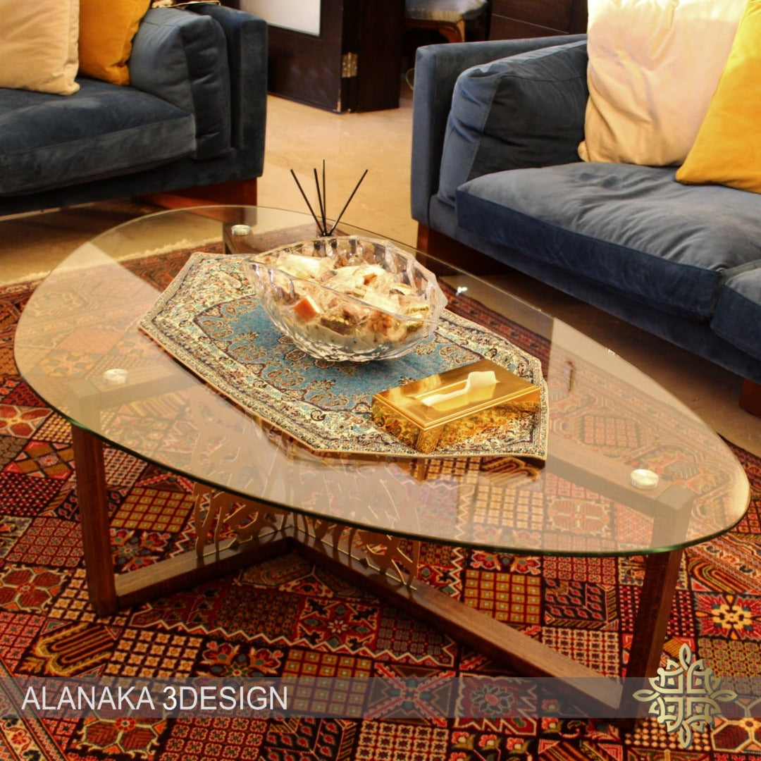 Center Table With Calligraphy Brass