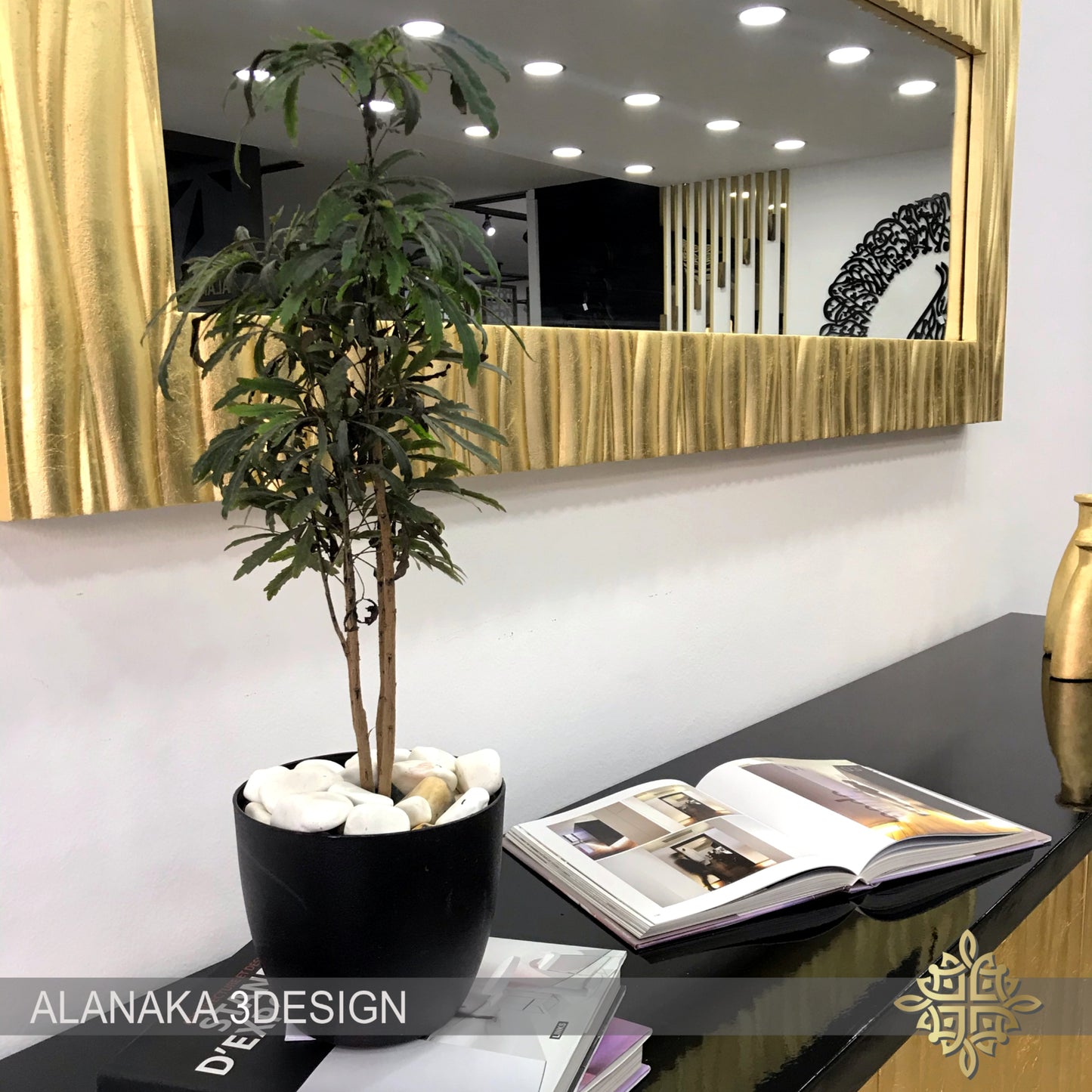 Gold leaf waved side board
