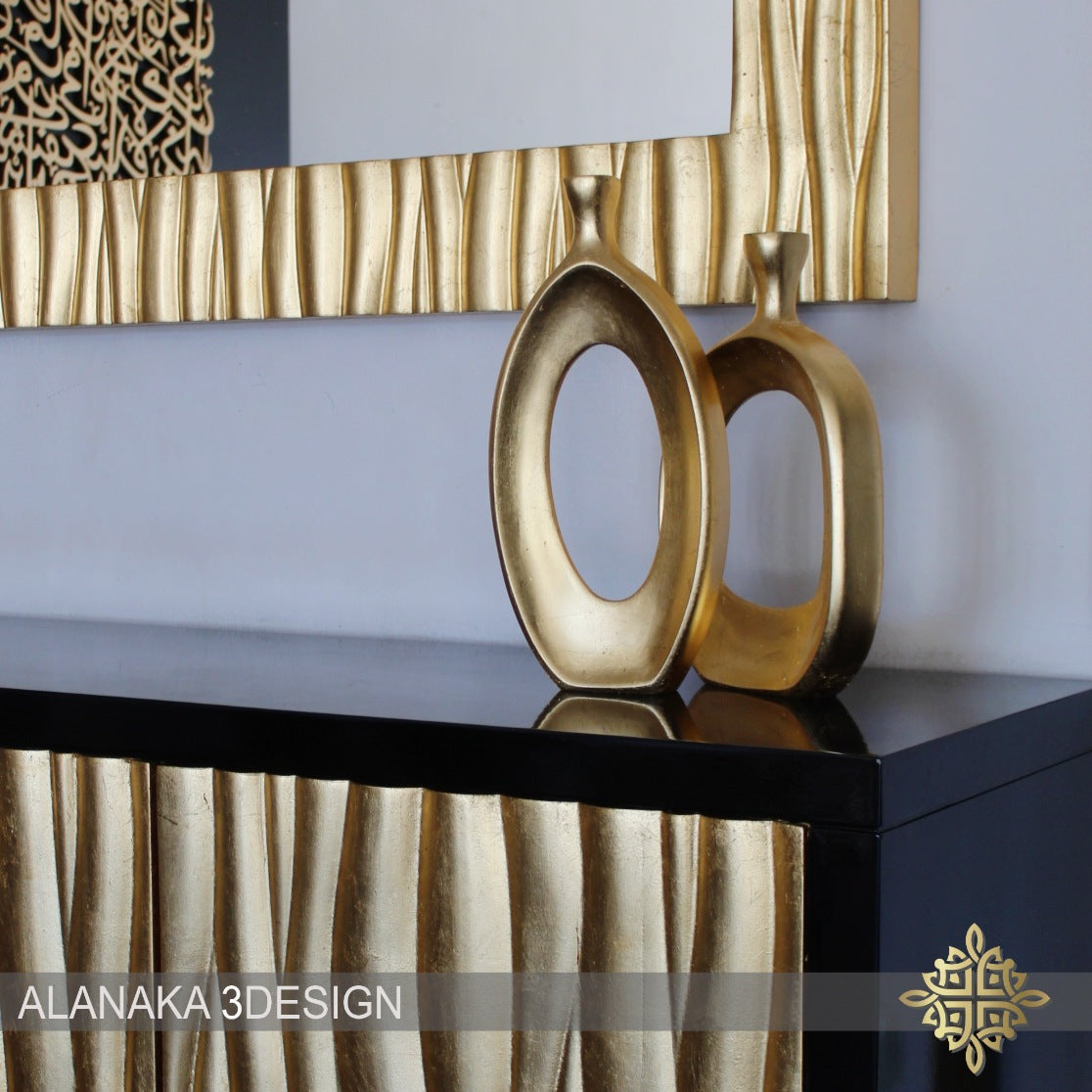 Gold leaf waved side board